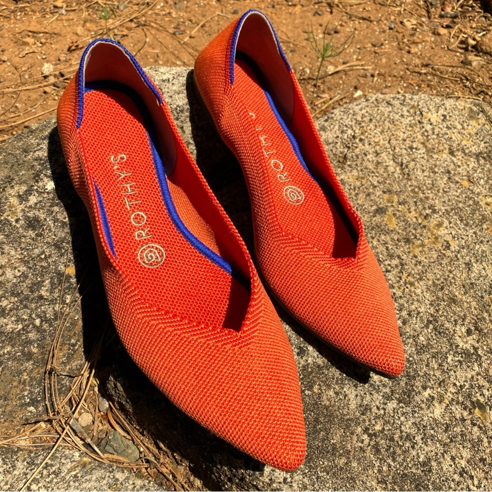 👽 Rothy's Retired Color Persimmon The Point Slip On Flat SIZE 8 Orange Shoe Rare